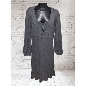 Venus Medium Gray Sweater Dress 3/4 Sleeve Empire Waist Open Knit Women’s M